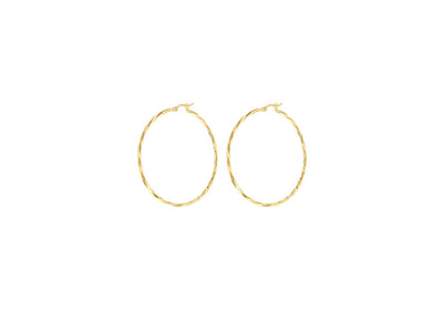 9K Yellow Gold Diamond Cut Hoop Earrings 42mm