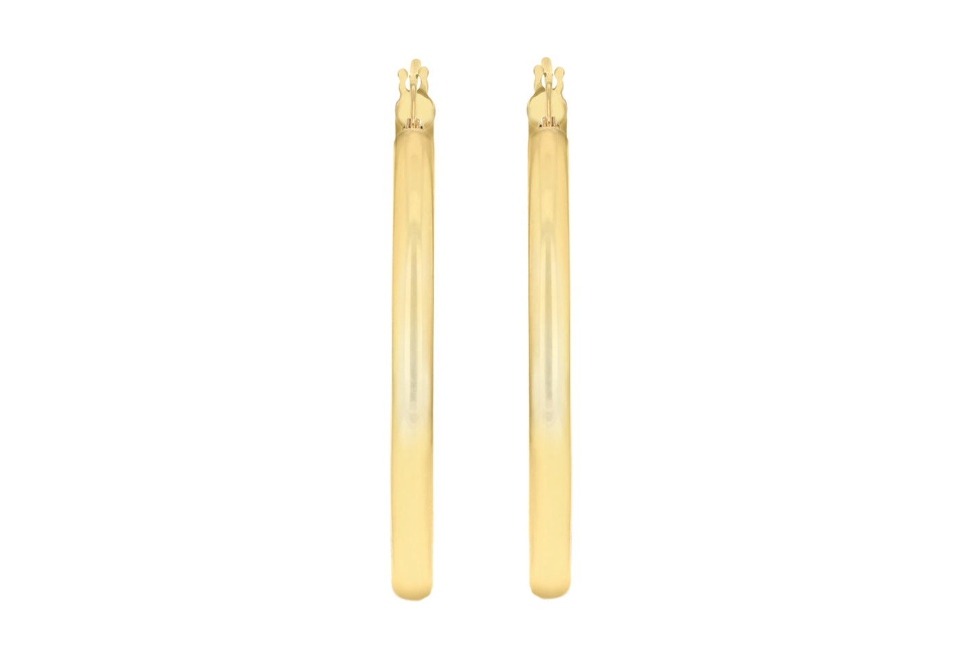 9K Yellow Gold 3mm Round Hoop Earrings 35mm