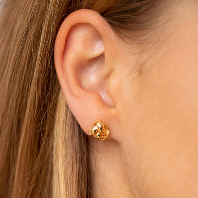 9K Yellow Gold 8mm Knot Stud Earrings