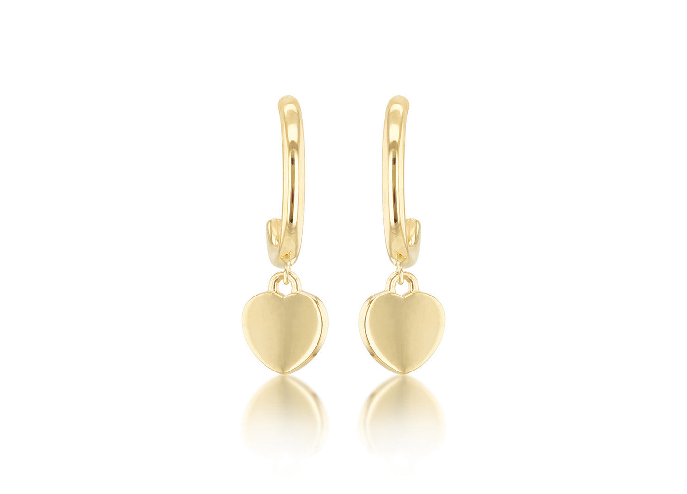 9K Yellow Gold Heart Drop Earring