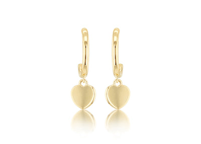 9K Yellow Gold Heart Drop Earring