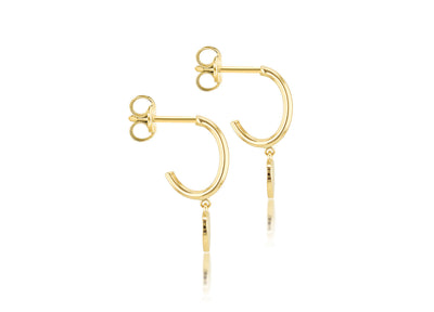 9K Yellow Gold Heart Drop Earring