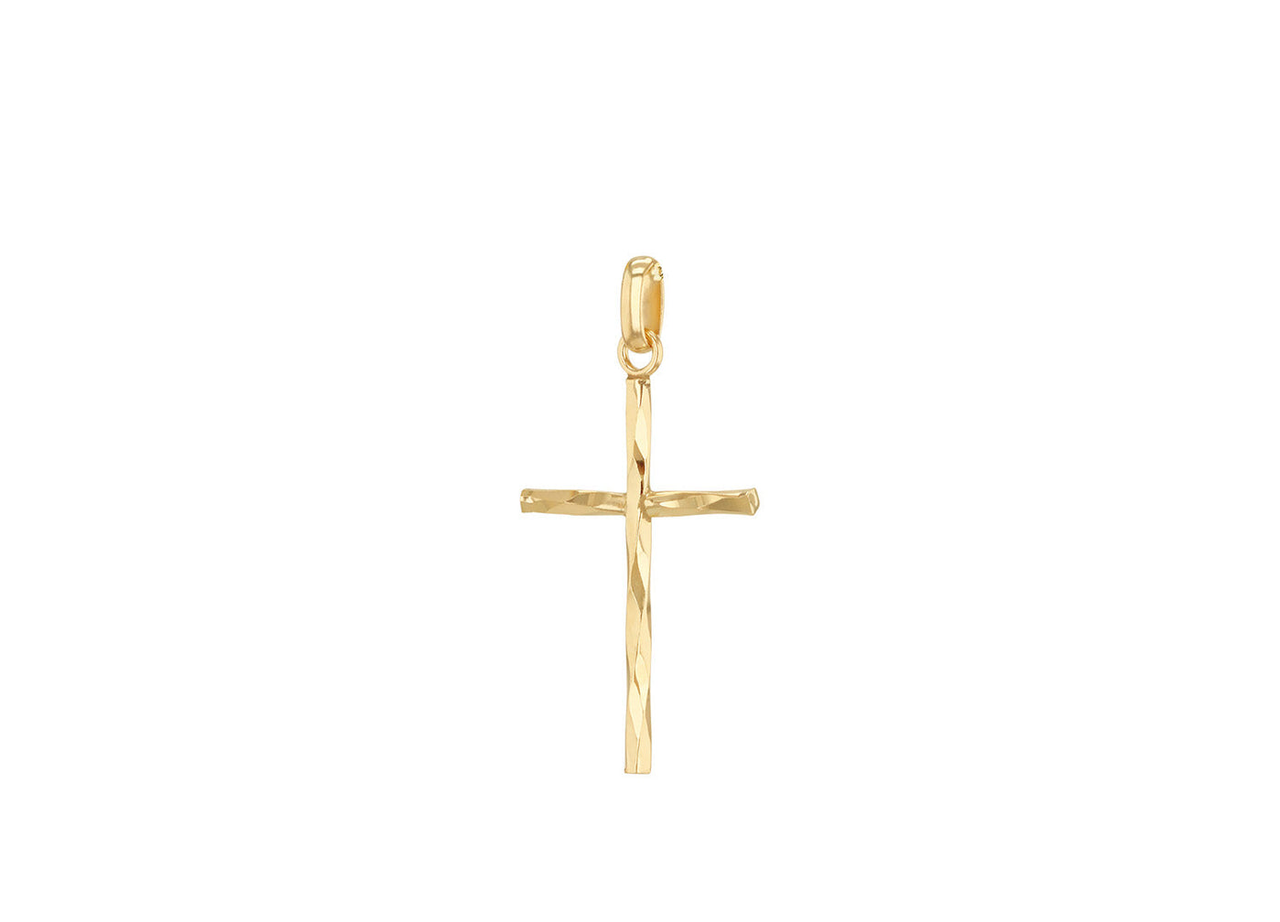 9K Yellow Gold Diamond Cut Cross Pendant