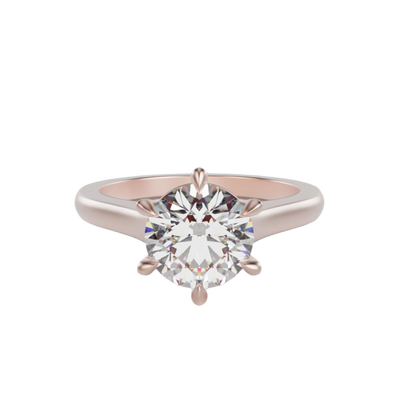 "ELAYNA" Solitaire Round Brilliant Cut Engagement Ring