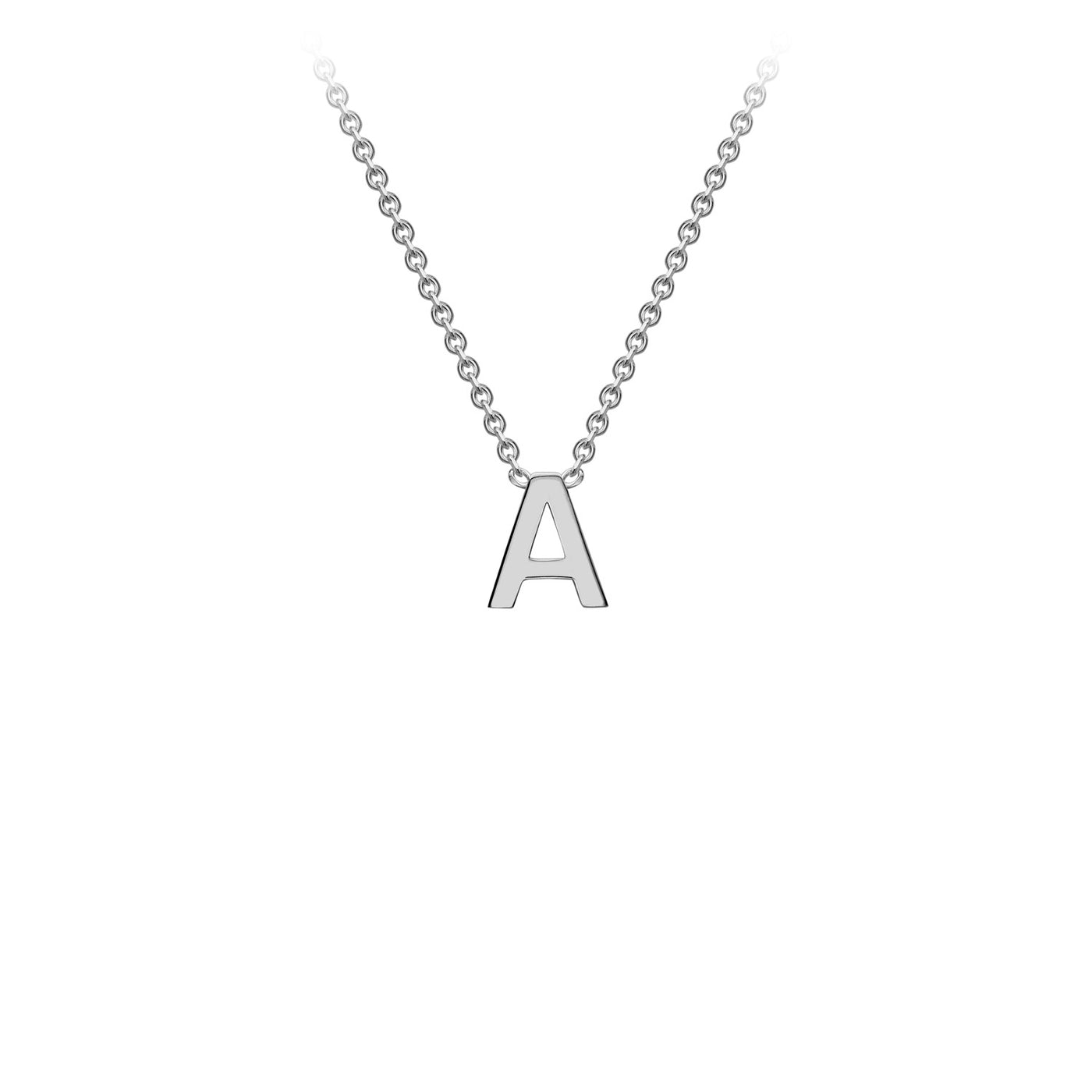 White Gold Petite Letter Initial Necklace