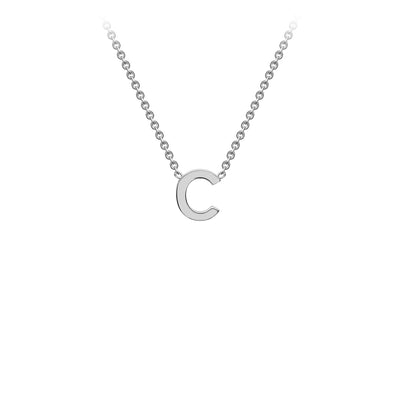 White Gold Petite Letter Initial Necklace