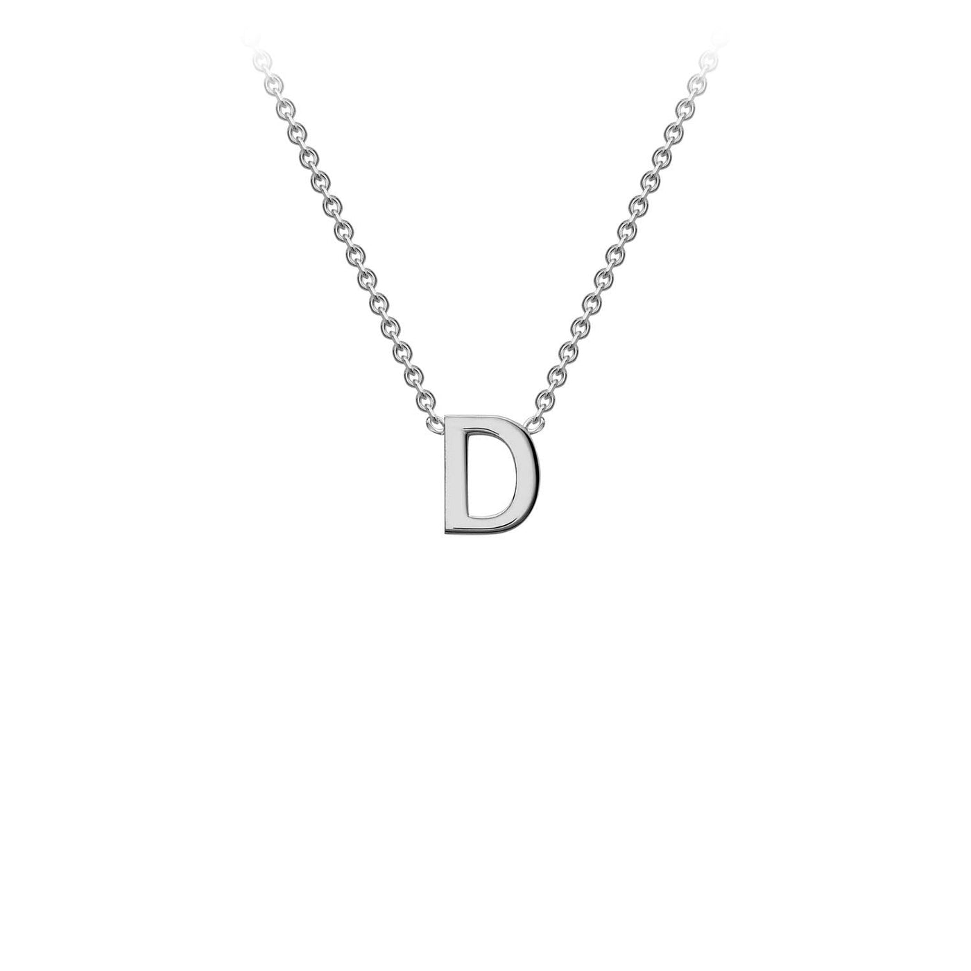 9K White Gold 'D' Initial Adjustable Letter Necklace 38/43cm