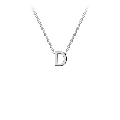 White Gold Petite Letter Initial Necklace