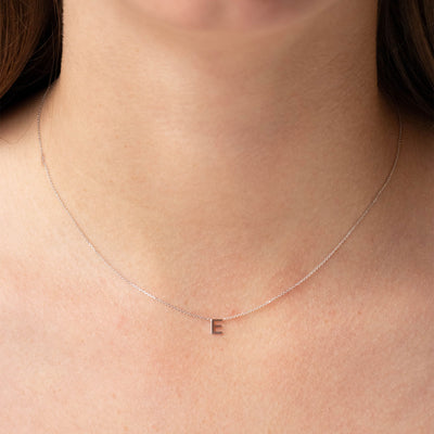 White Gold Petite Letter Initial Necklace