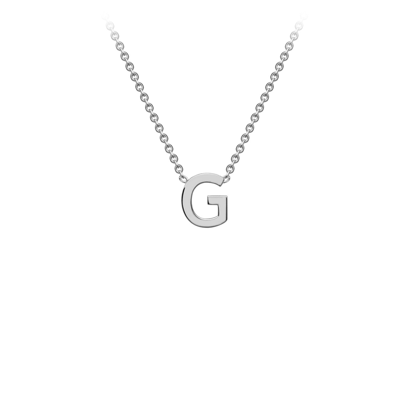 White Gold Petite Letter Initial Necklace