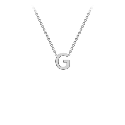 White Gold Petite Letter Initial Necklace