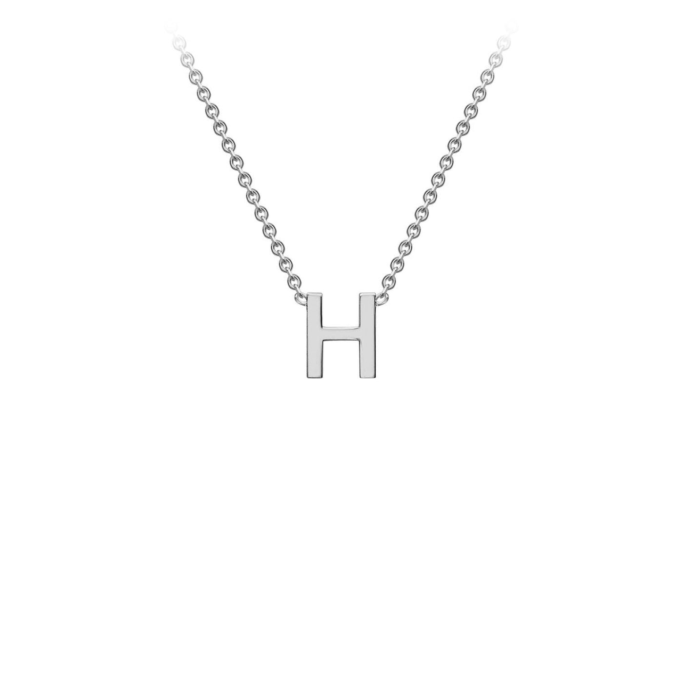 9K White Gold 'H' Initial Adjustable Letter Necklace 38/43cm
