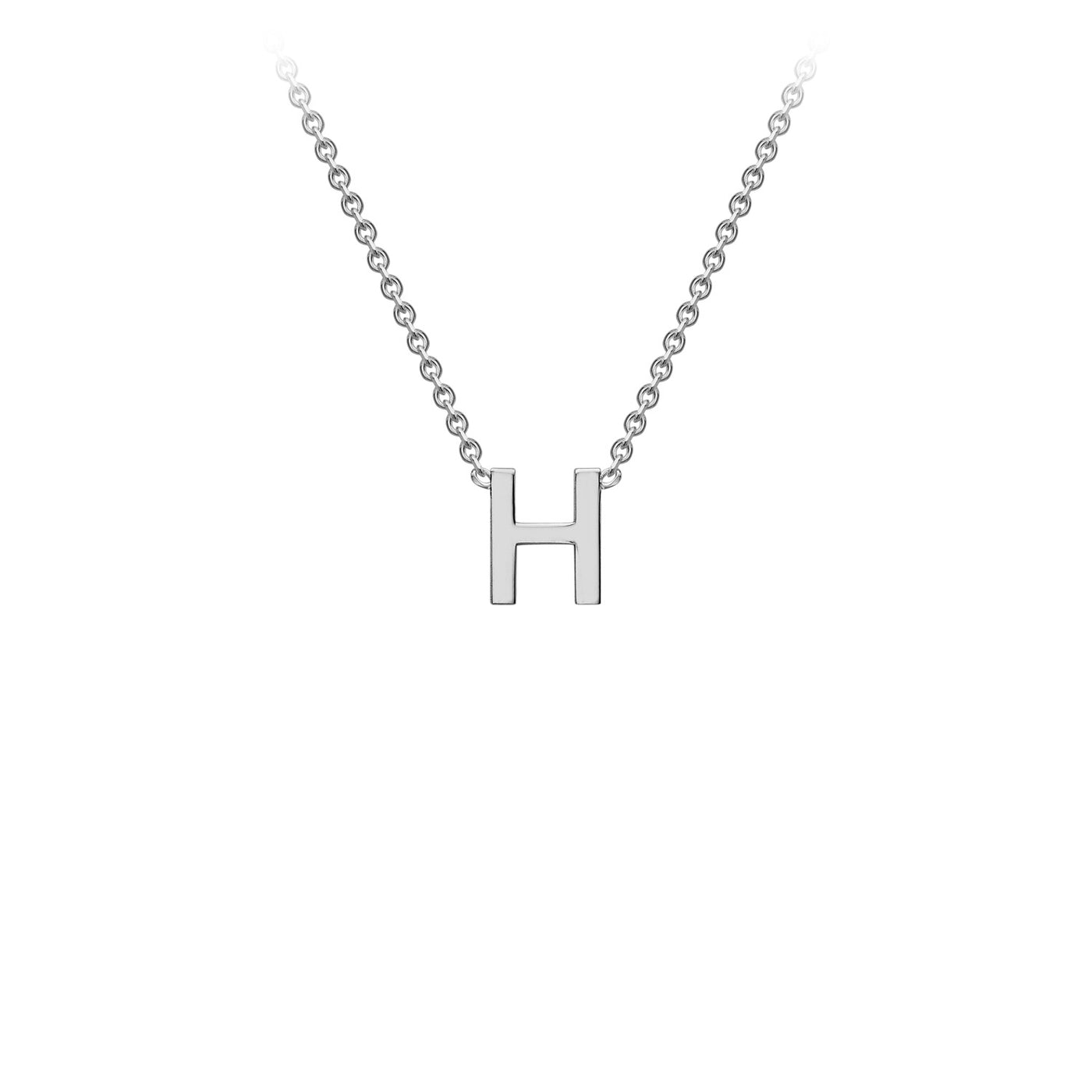 White Gold Petite Letter Initial Necklace