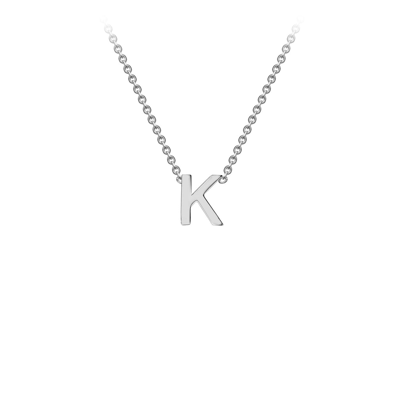 9K White Gold 'K' Initial Adjustable Letter Necklace 38/43cm