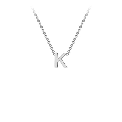 9K White Gold 'K' Initial Adjustable Letter Necklace 38/43cm
