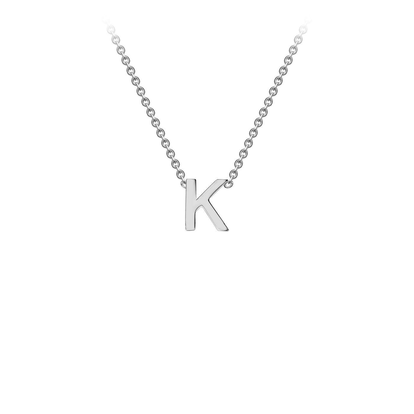 White Gold Petite Letter Initial Necklace