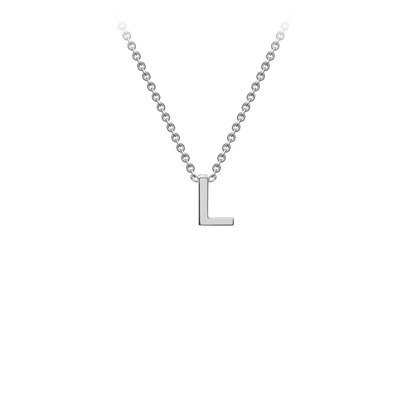 White Gold Petite Letter Initial Necklace