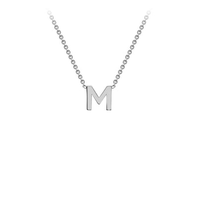 9K White Gold 'M' Initial Adjustable Letter Necklace 38/43cm