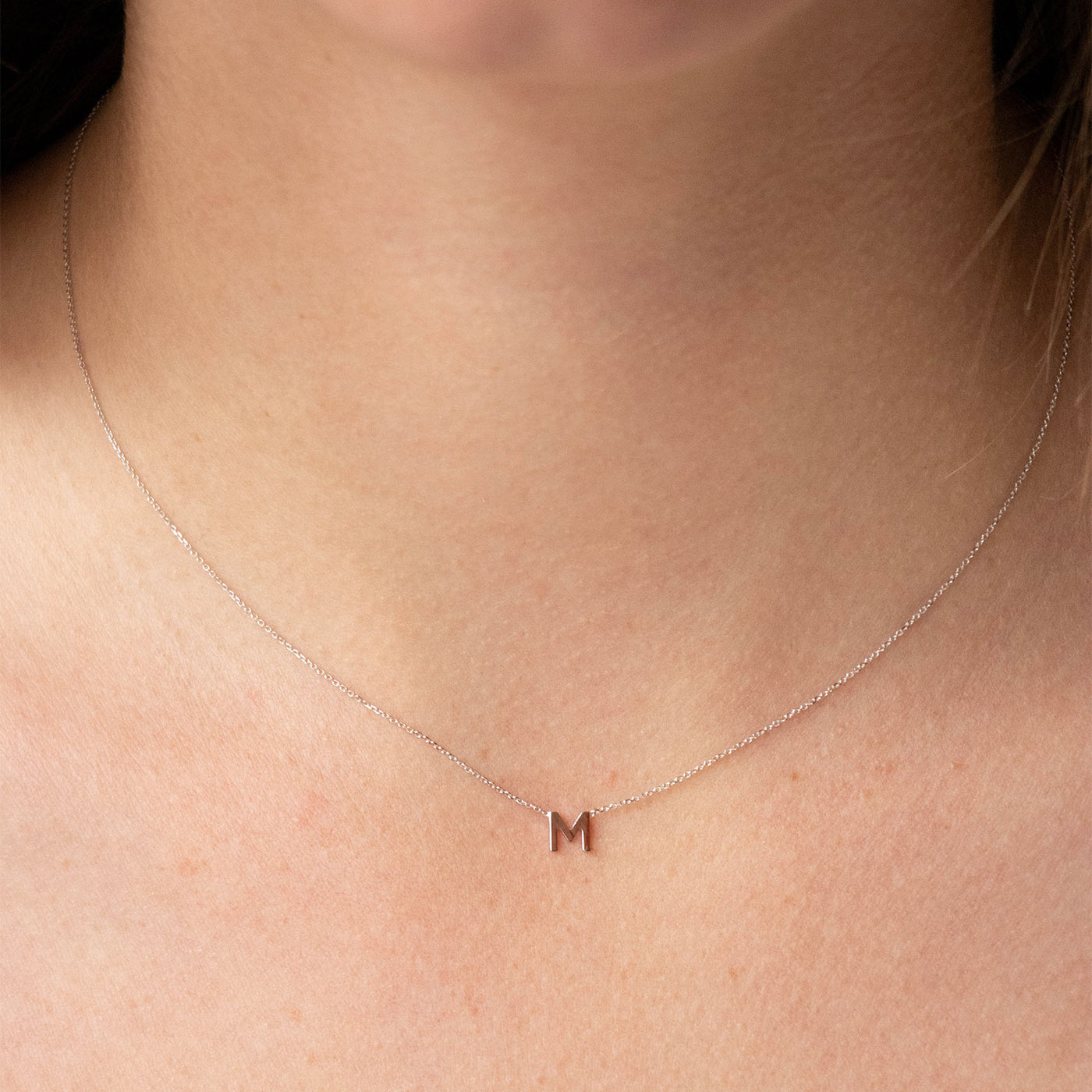 White Gold Petite Letter Initial Necklace