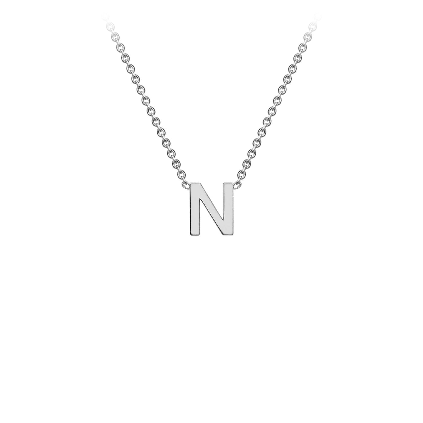 White Gold Petite Letter Initial Necklace