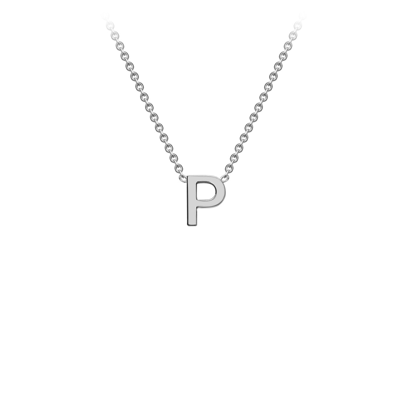 White Gold Petite Letter Initial Necklace