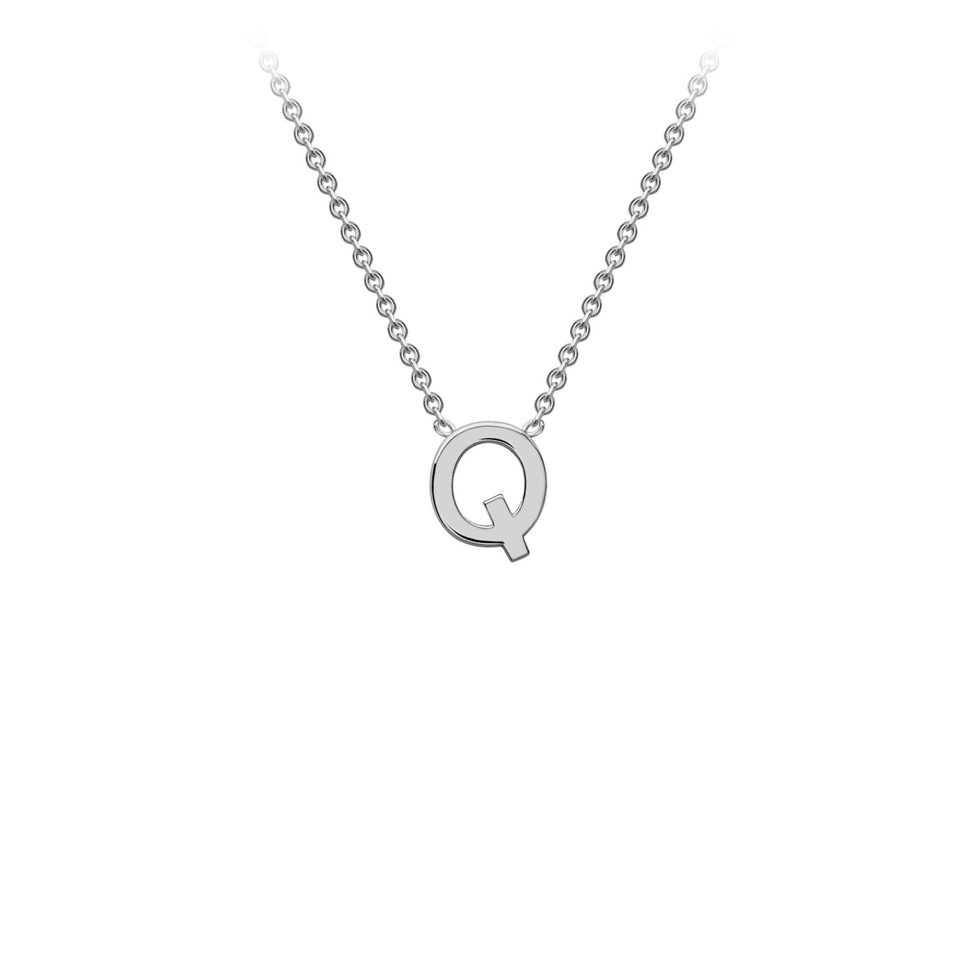 White Gold Petite Letter Initial Necklace