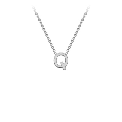 White Gold Petite Letter Initial Necklace