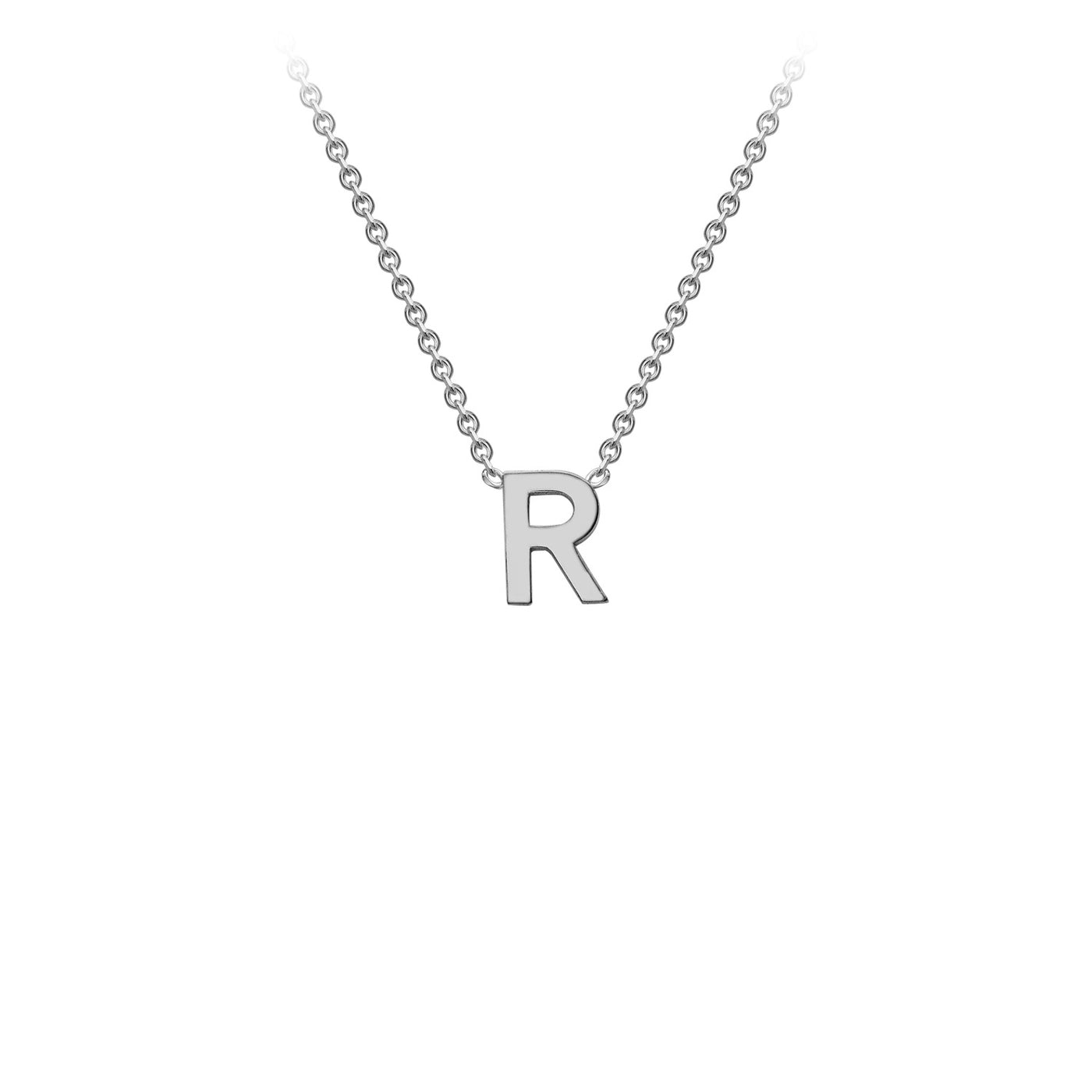 White Gold Petite Letter Initial Necklace