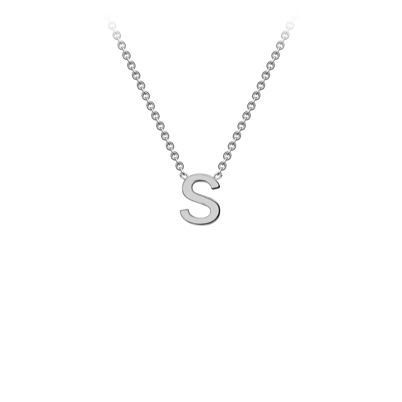 White Gold Petite Letter Initial Necklace