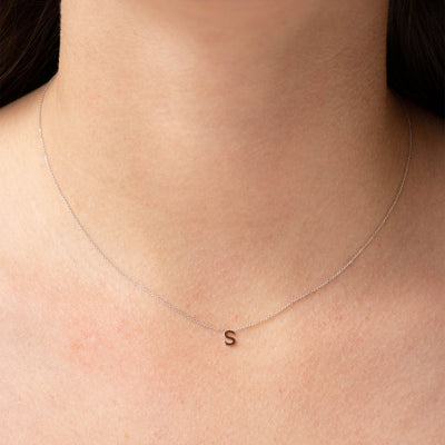 White Gold Petite Letter Initial Necklace