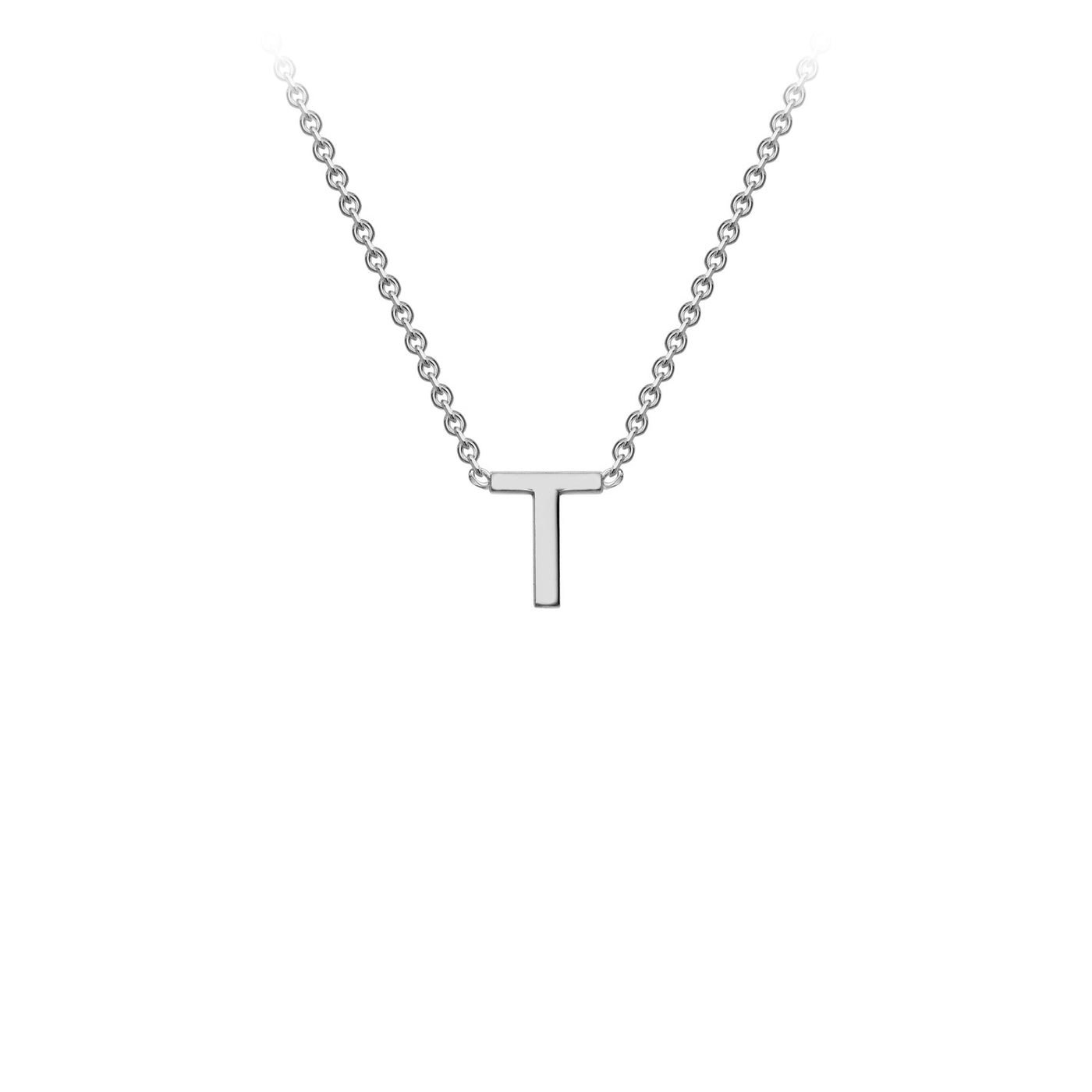 White Gold Petite Letter Initial Necklace