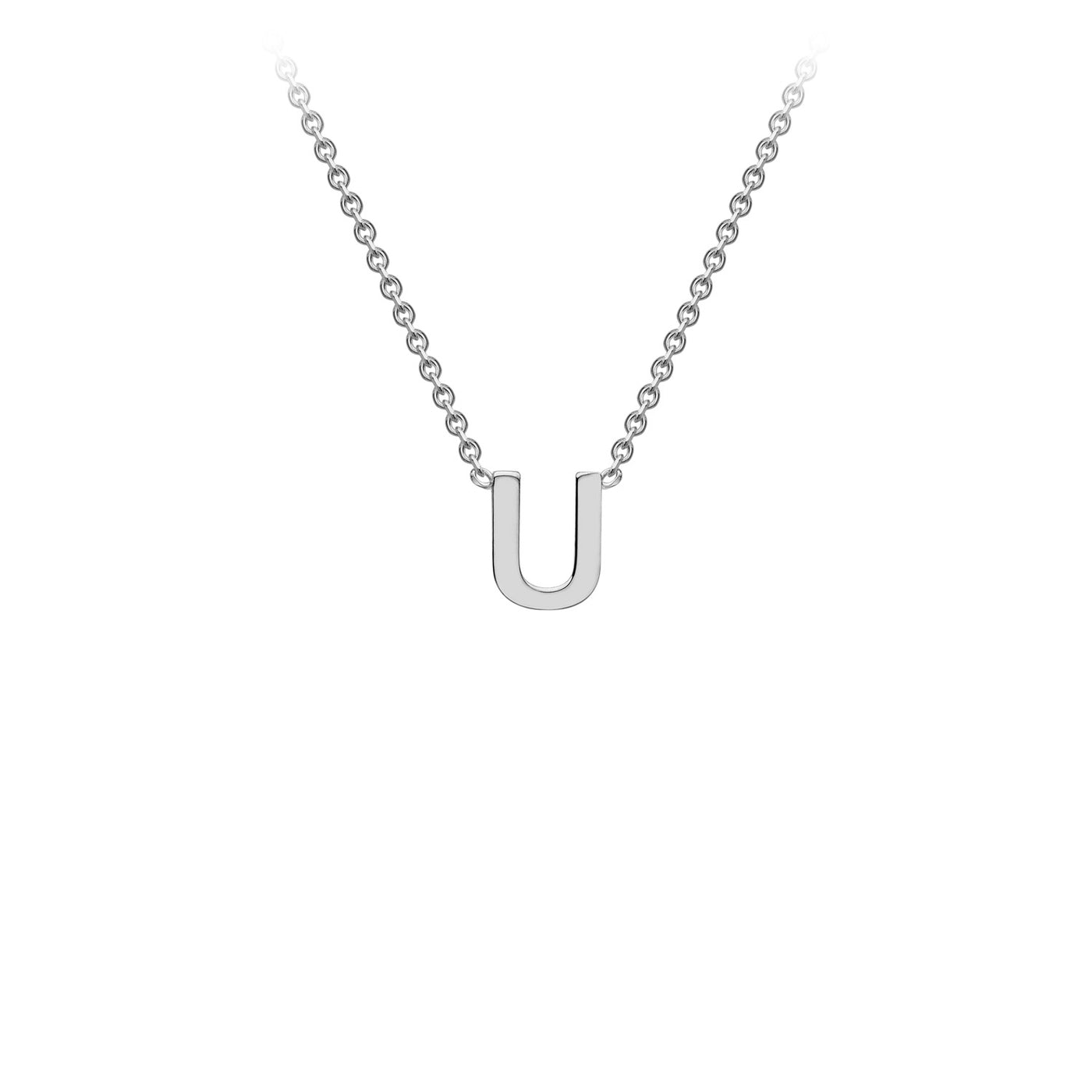 White Gold Petite Letter Initial Necklace