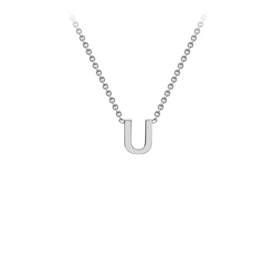 White Gold Petite Letter Initial Necklace