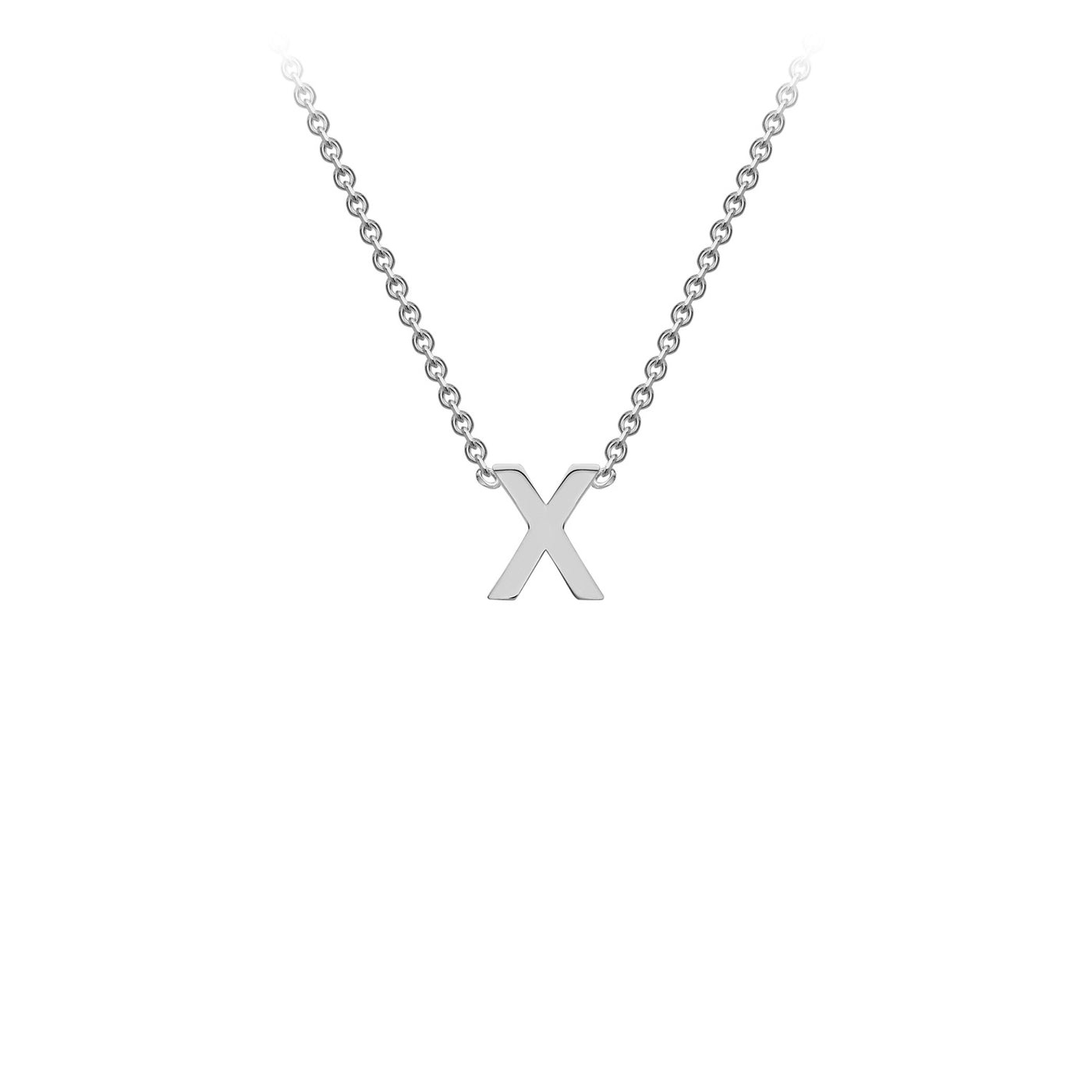 White Gold Petite Letter Initial Necklace