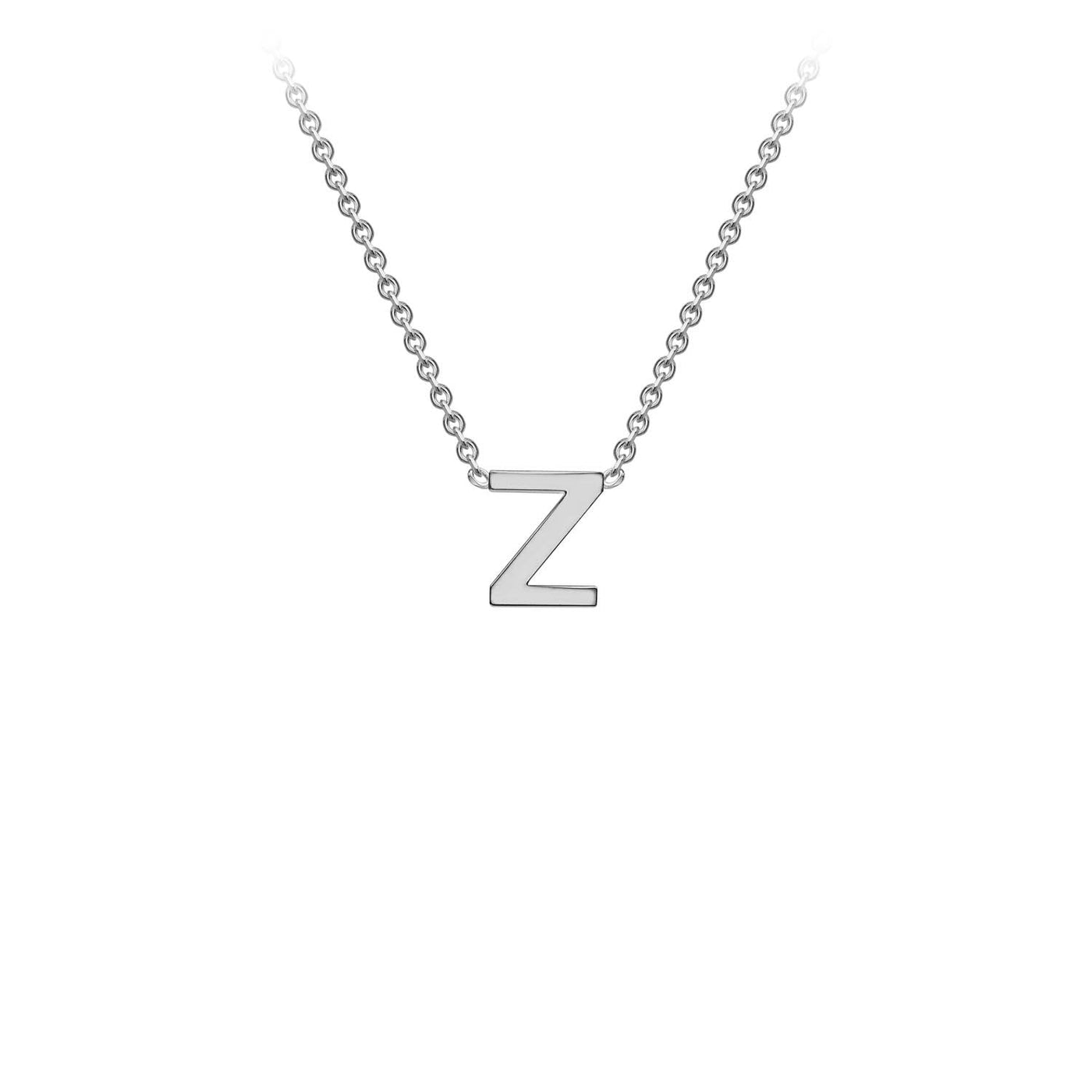 9K White Gold 'Z' Initial Adjustable Letter Necklace 38/43cm