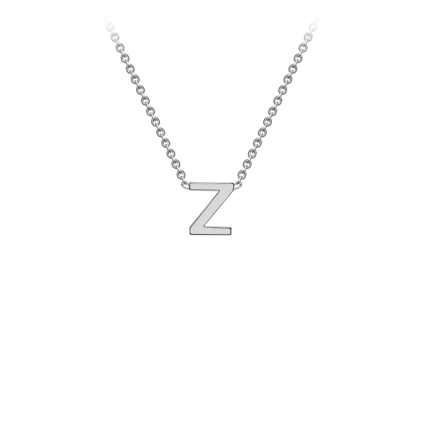 White Gold Petite Letter Initial Necklace