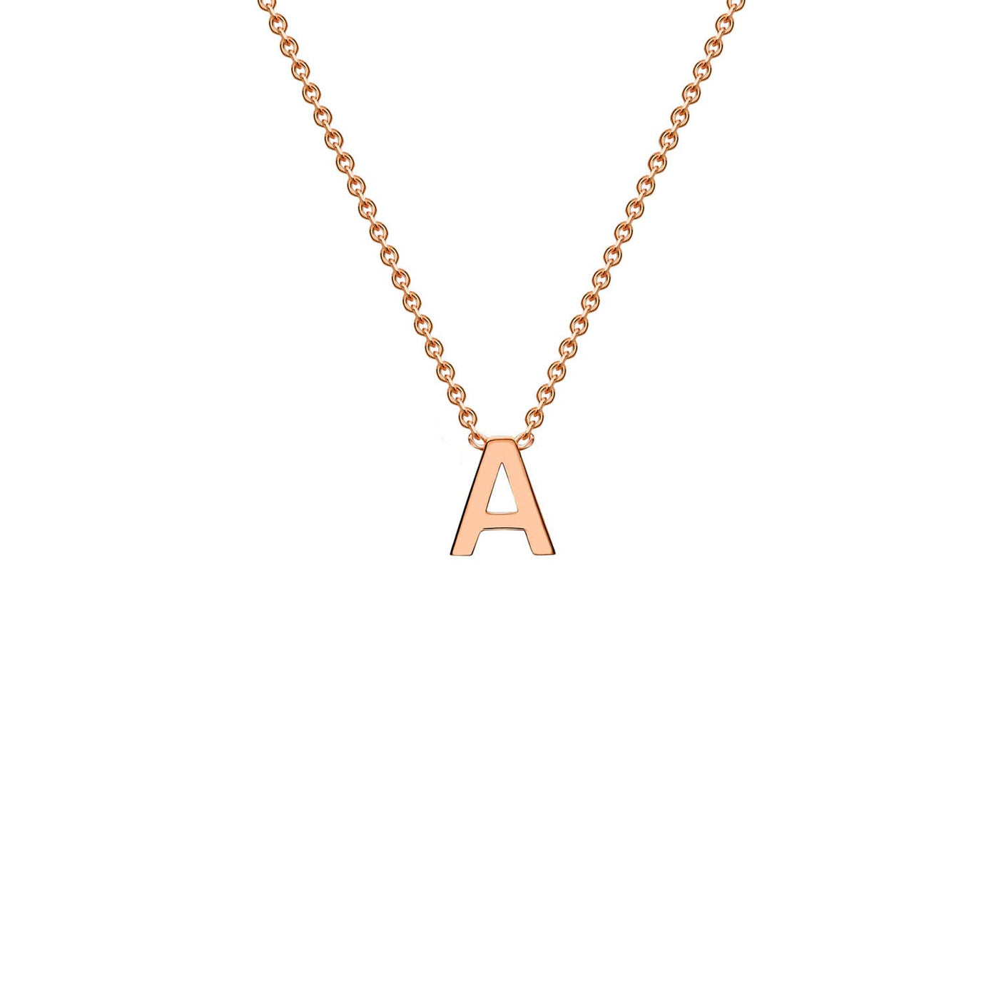 9K Rose Gold 'A' Initial Adjustable Letter Necklace 38/43cm