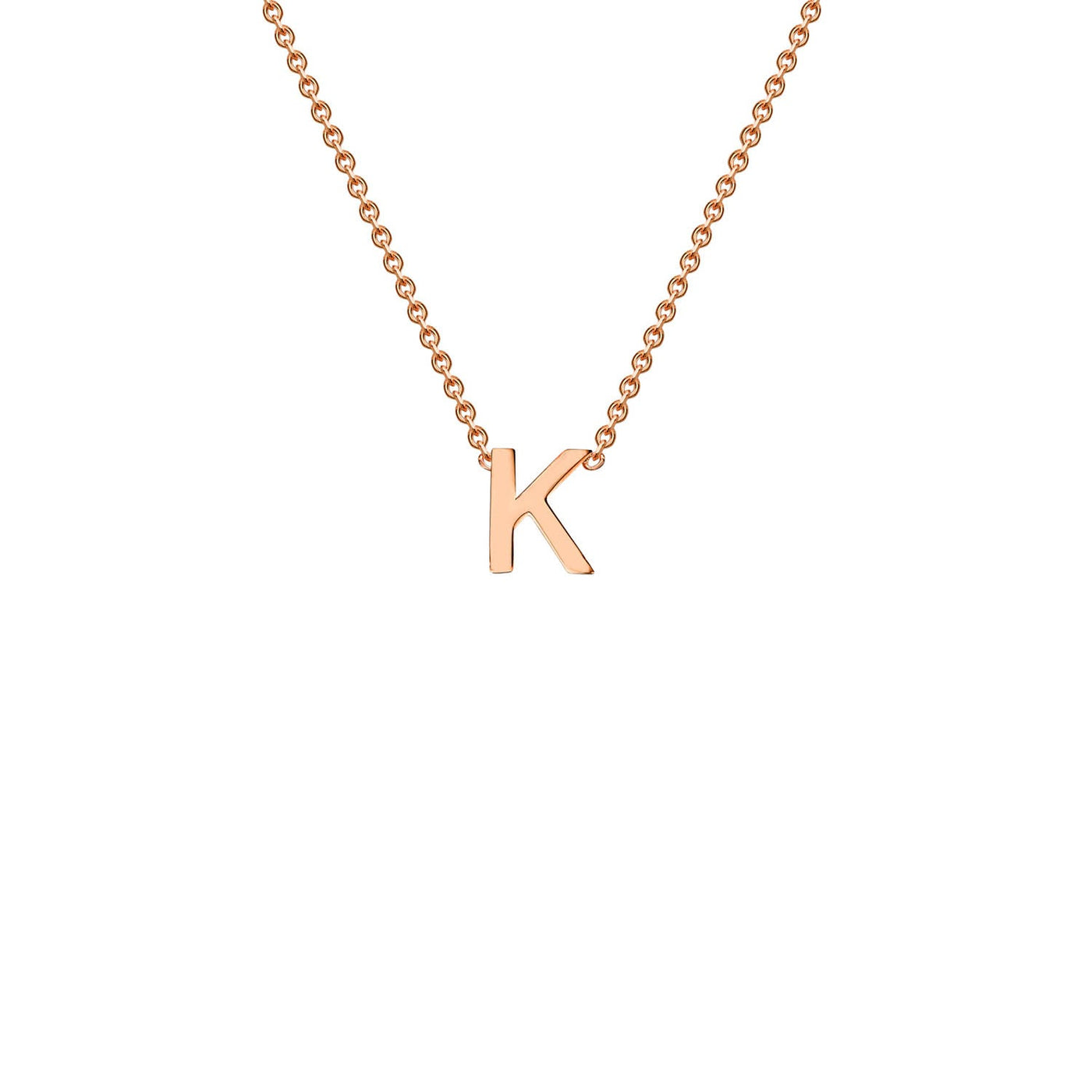 9K Rose Gold 'K' Initial Adjustable Letter Necklace 38/43cm
