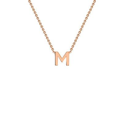 9K Rose Gold 'M' Initial Adjustable Letter Necklace 38/43cm