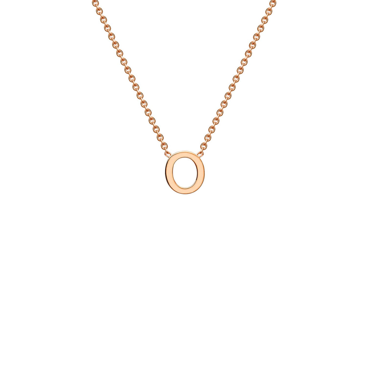 9K Rose Gold 'O' Initial Adjustable Letter Necklace 38/43cm