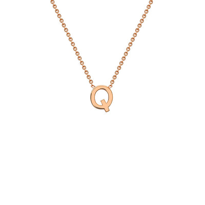 9K Rose Gold 'Q' Initial Adjustable Letter Necklace 38/43cm