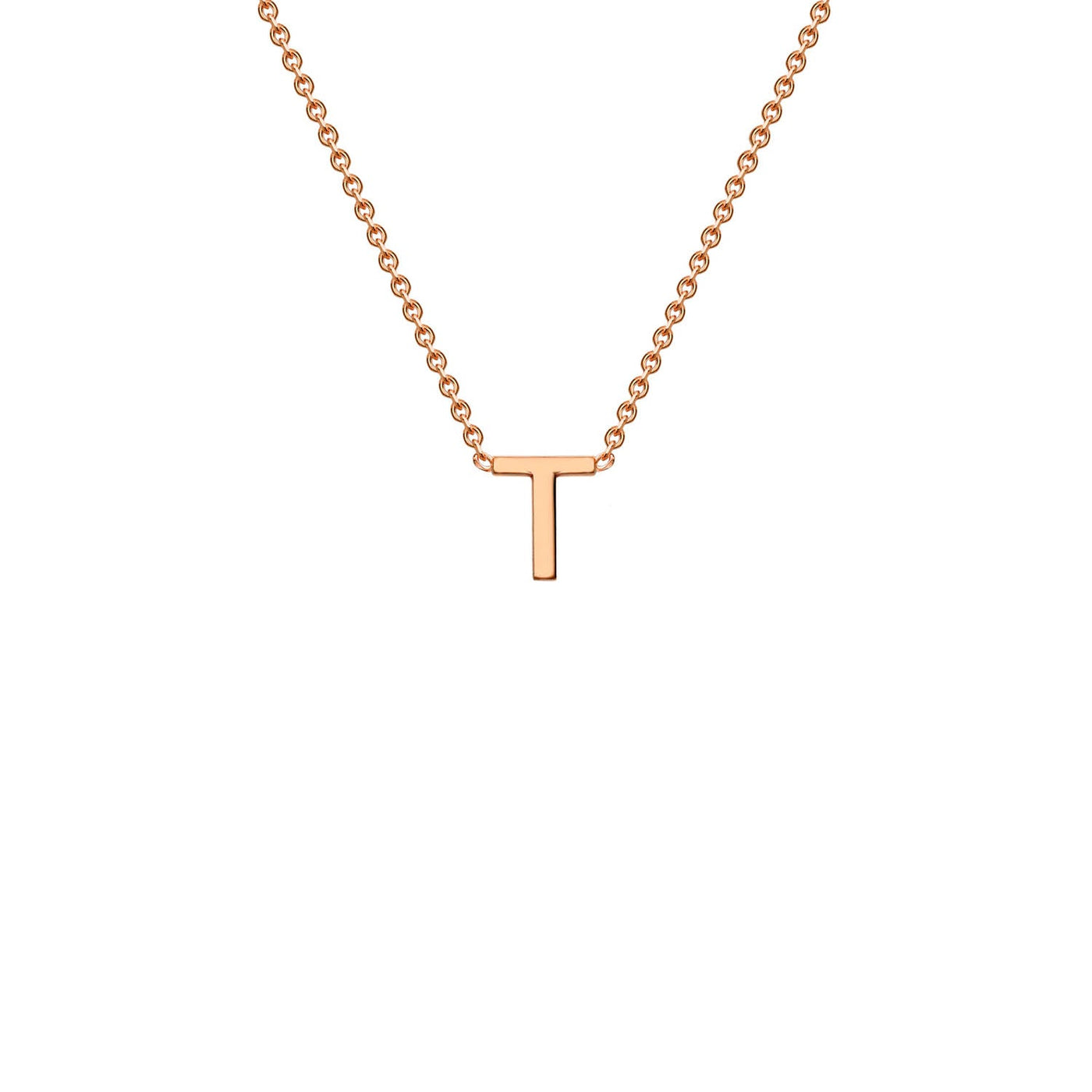 9K Rose Gold 'T' Initial Adjustable Letter Necklace 38/43cm