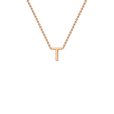 9K Rose Gold 'T' Initial Adjustable Letter Necklace 38/43cm