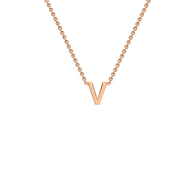 9K Rose Gold 'V' Initial Adjustable Letter Necklace 38/43cm