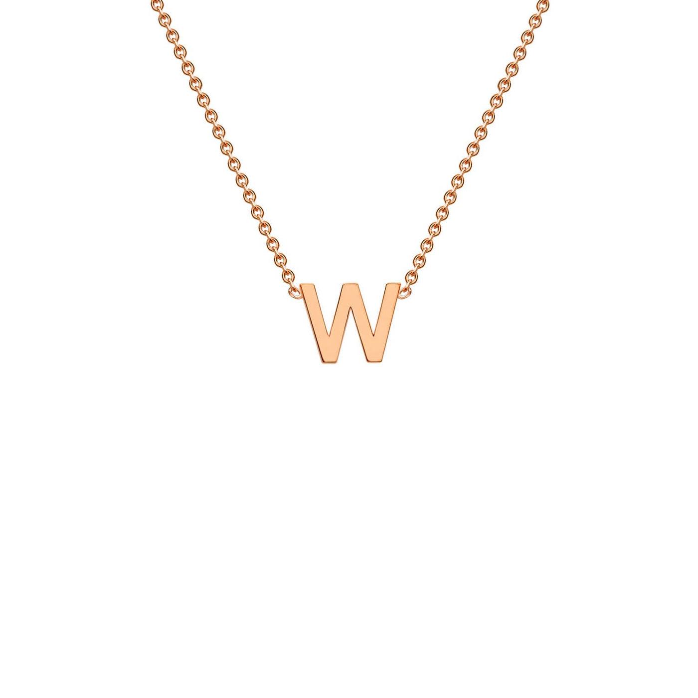 9K Rose Gold 'W' Initial Adjustable Letter Necklace 38/43cm