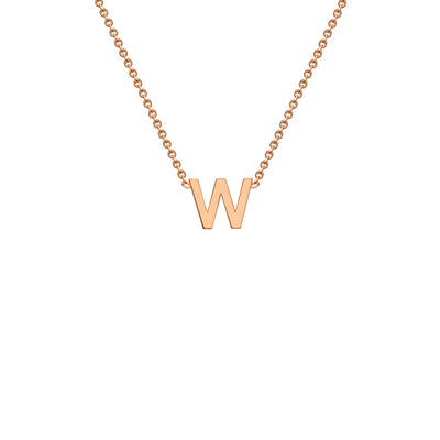 9K Rose Gold 'W' Initial Adjustable Letter Necklace 38/43cm