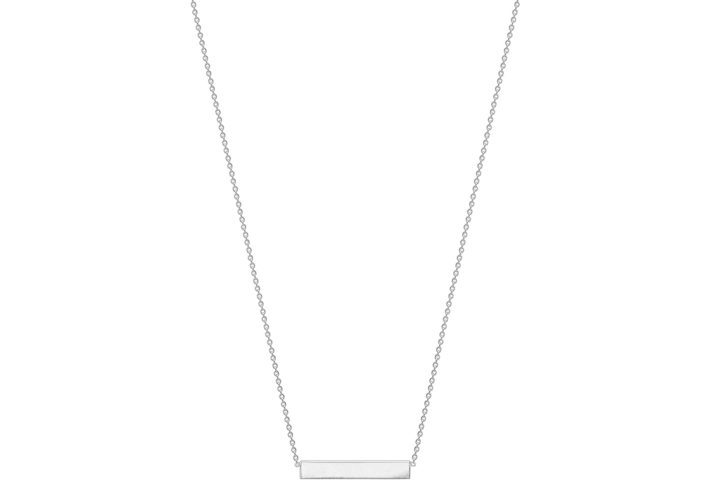 9K White Gold Solid Horizontal Bar Necklace 41+2cm