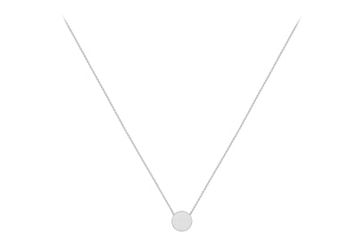 9K White Gold 10mm Disc Adjustable Necklace 41cm-43cm