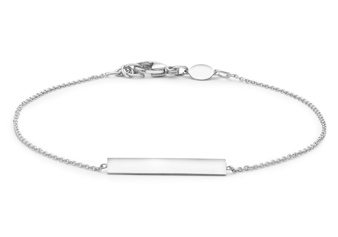 9K White Gold 3mm x 20mm Horizontal-Bar Adjustable Bracelet 18cm-19cm