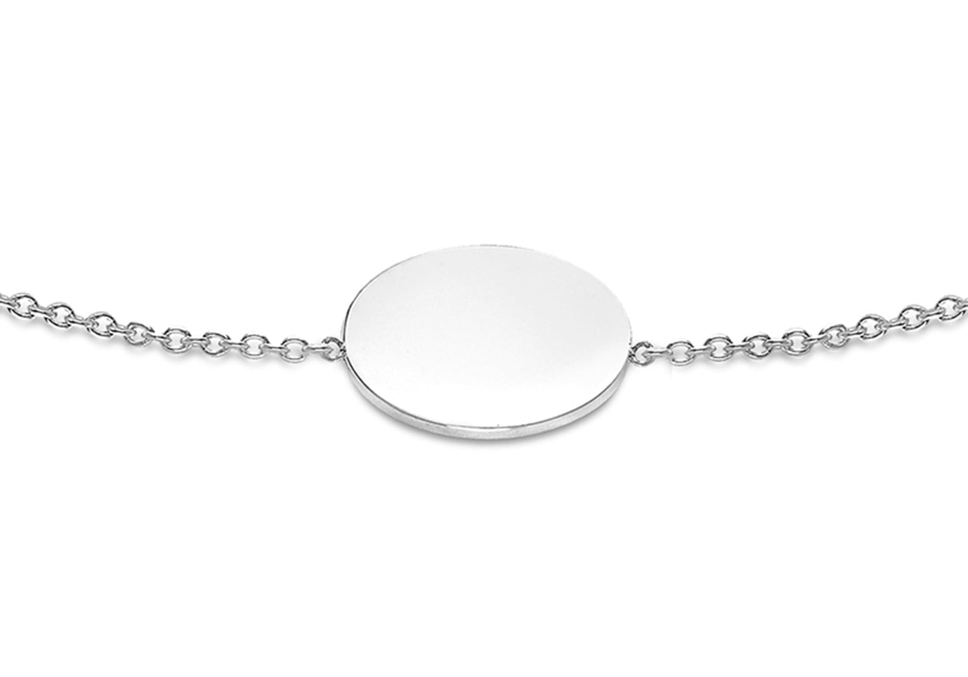 9K White Gold 10mm Disc Adjustable Bracelet 18cm-19cm